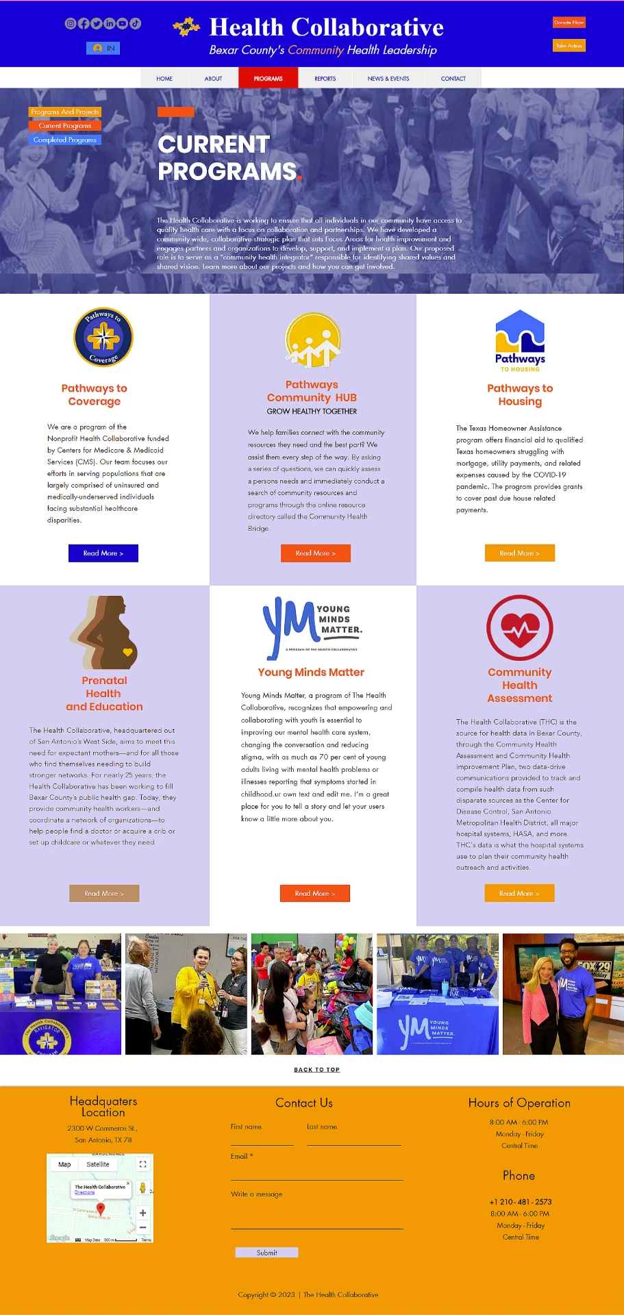 Health Collaborative Current Programs page design