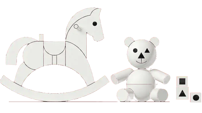 Animated rocking horse and teddy bear toys